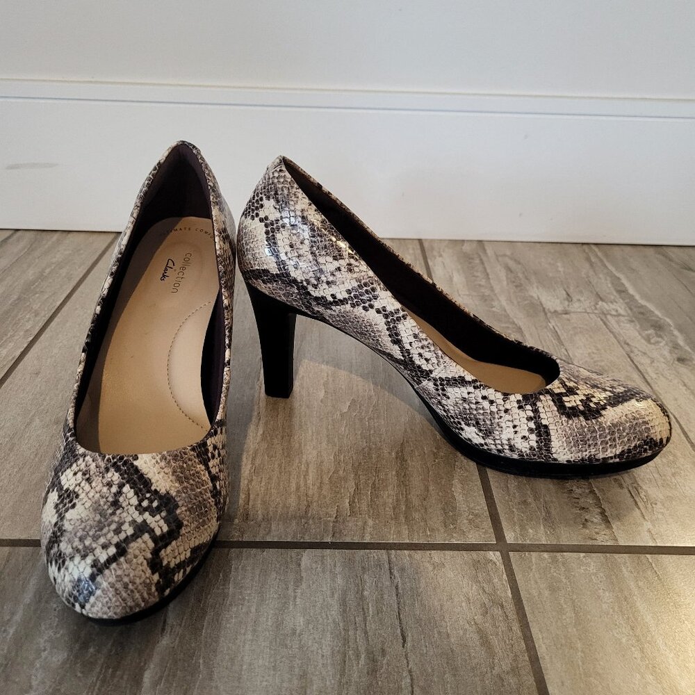 Clarks Snakeskin Pumps